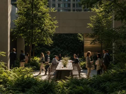 Event in a leafy courtyard